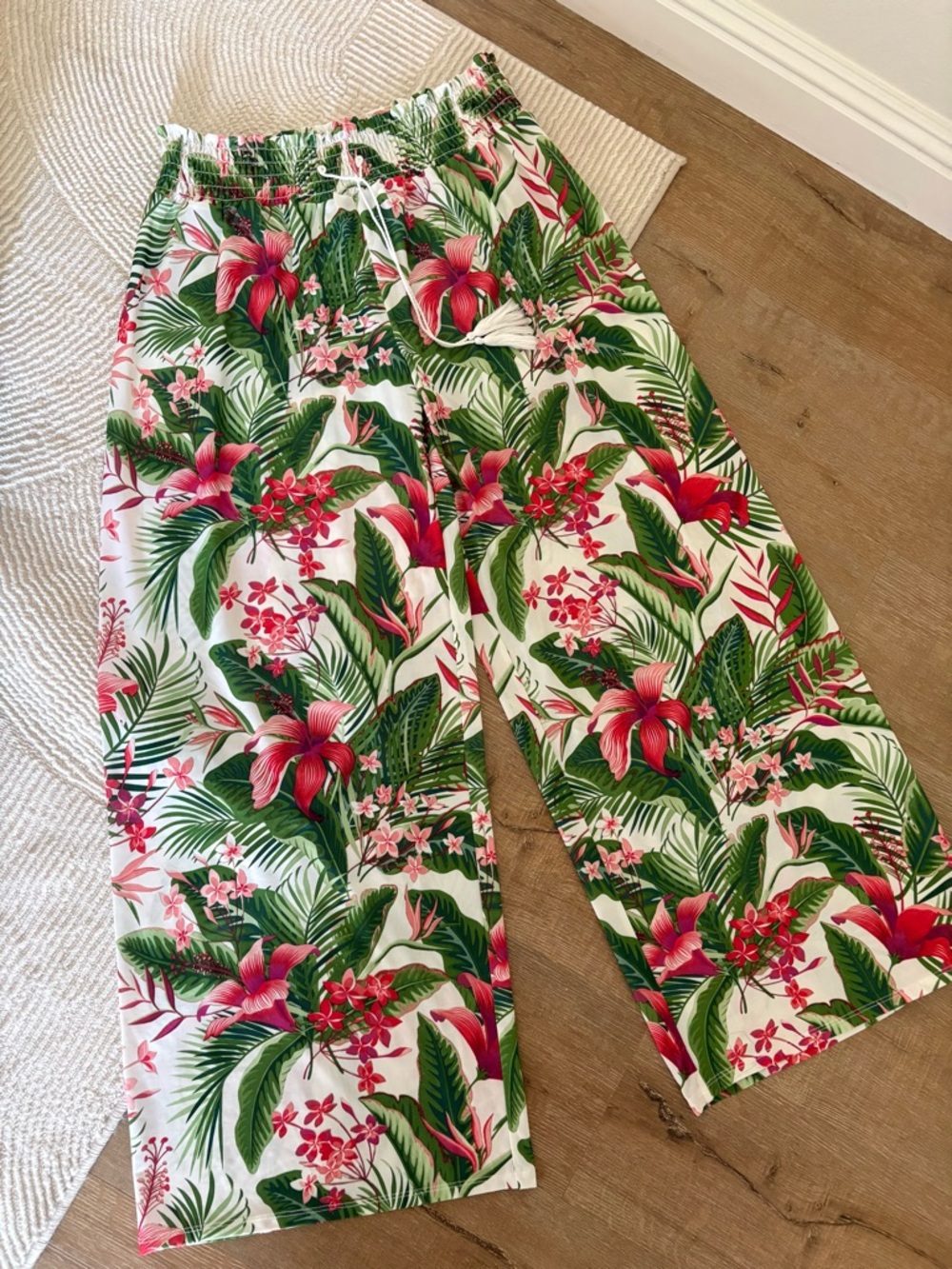 West Loop Women’s Tropical Floral Wide Leg Palazzo Pants - NWT - Size XL